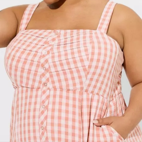 Torrid Pink Plaid Midi Seersucker Button Front Dress - Picture 10 of 12